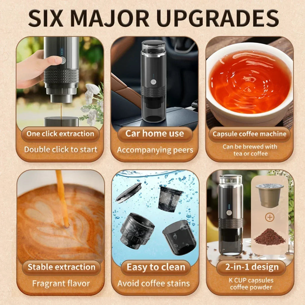 Electric Capsule Grind-And-Brew Coffee Maker Portable Coffee Maker Compatible with Ground Coffee and K-Cup Pods