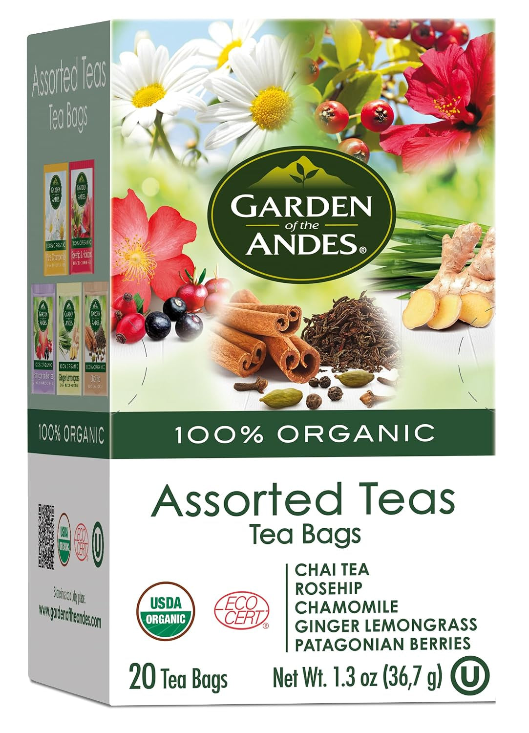 Assorted Herbal Teas – USDA Organic, Kosher – 6 Boxes X 20 Bags