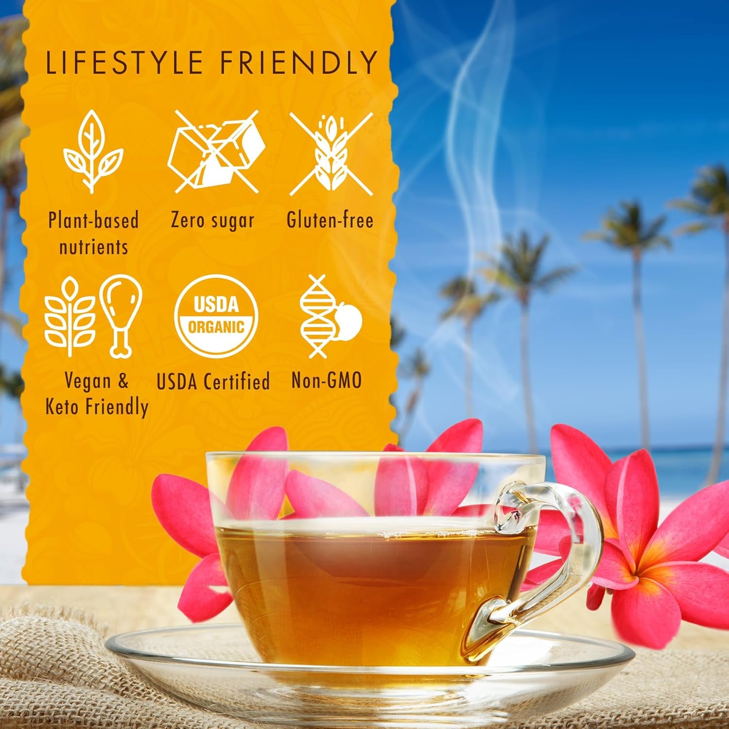 Hawaiian Natural Tea Organic Mango Peach Green & Black Tea Bags, 120 Count | USDA Organic, Non-Gmo, Gluten-Free, Keto, Vegan, Kosher – Perfect Hot or Iced – Low Caffeine – Plastic-Free Tea Bags