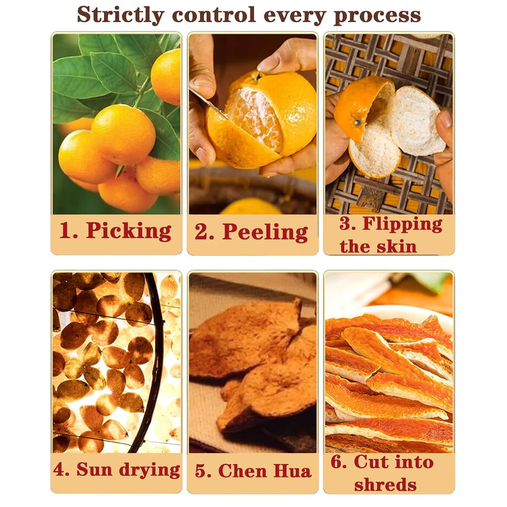 Shengmingxi Dried Tangerine Peel Dried 7.05Oz/200G Orange Peel Orange Peel Strips Citrus Peel Chen Pi Si Herbal Tea Chinese 橘皮 橘皮茶 陈皮丝 陳皮丝