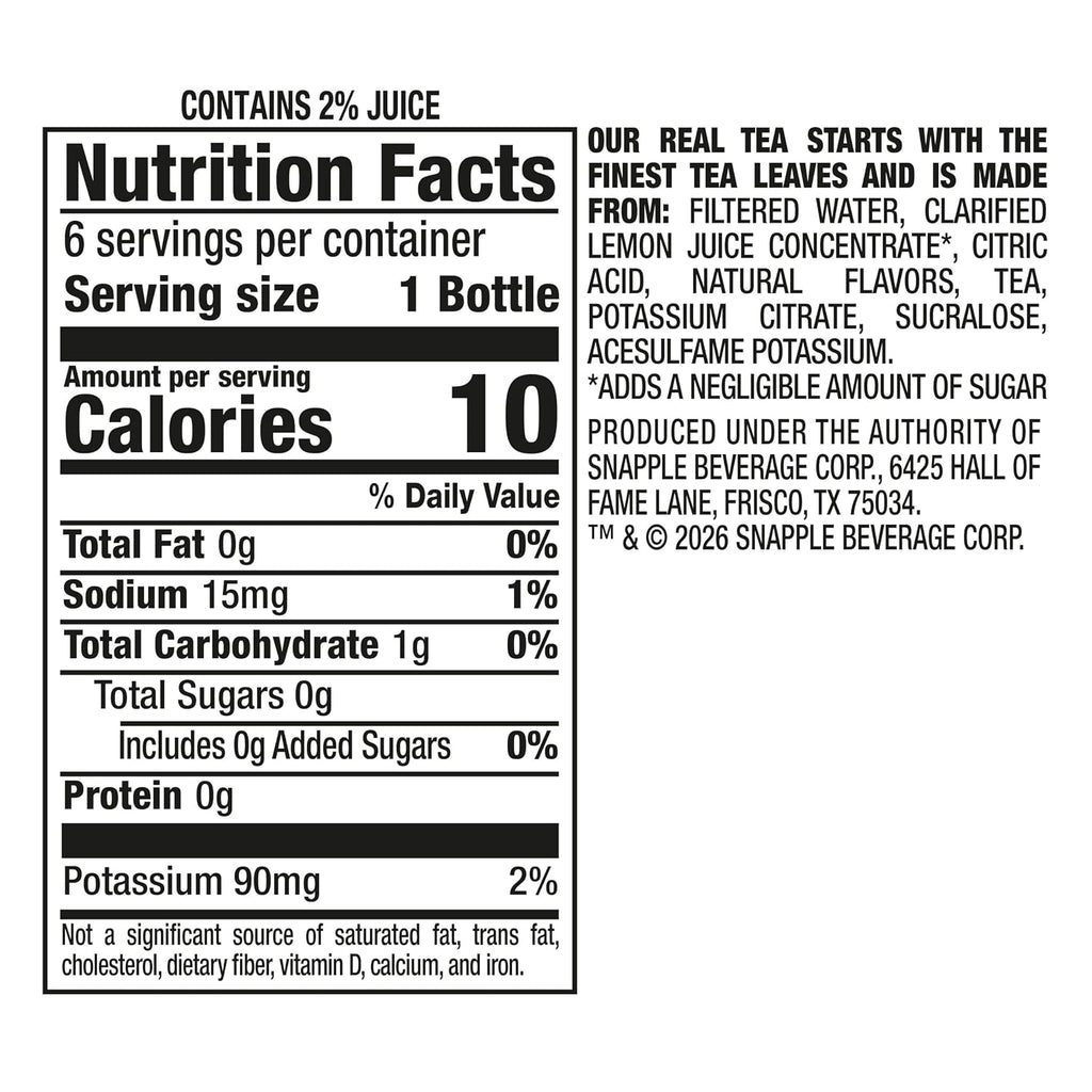 Zero Sugar Half 'N Half Tea, 16 Fl Oz Recycled Plastic Bottle, 6 Pack