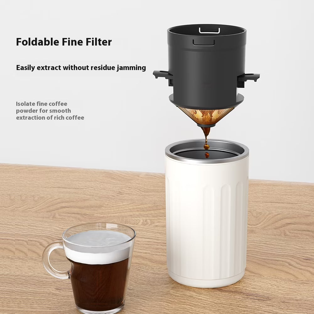 Portable Coffee Machine, 3 in 1 Cordless Electric Coffee Maker, Work with Capsule and Ground Coffee, Cold Brew and Heating Coffee Maker with 250Ml Cup-Grey
