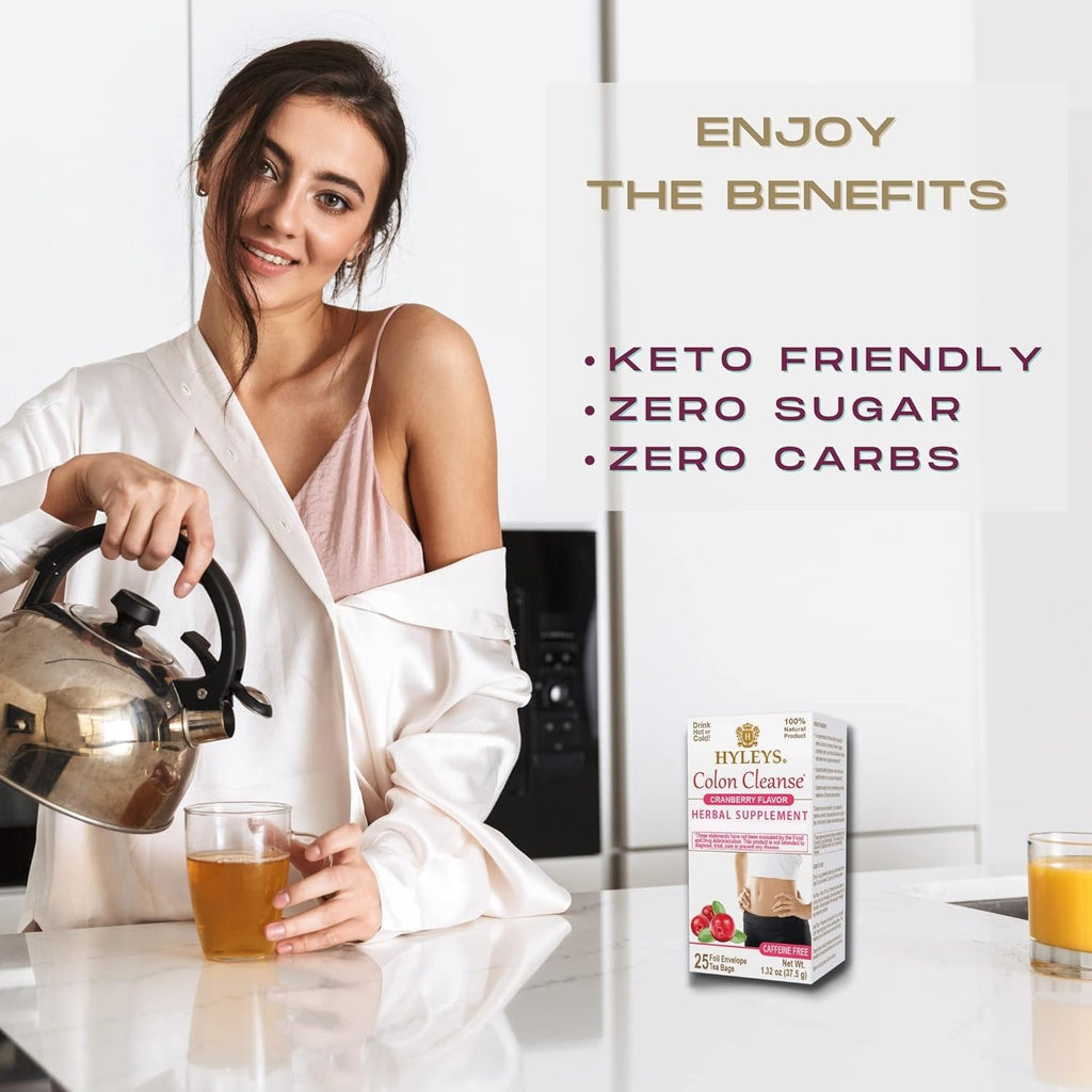Colon Cleanse Tea, Cranberry Flavor, Vegan, 25 Herbal Tea Bags