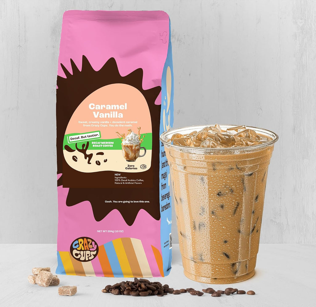Decaf Flavored Ground Coffee Variety Pack, Includes Cinnamon French Toast, Caramel Vanilla and Pumpkin Spice, in 10 Oz Bags, for Brewing Flavored Hot or Iced Decaf Coffee, Variety 3 Pack