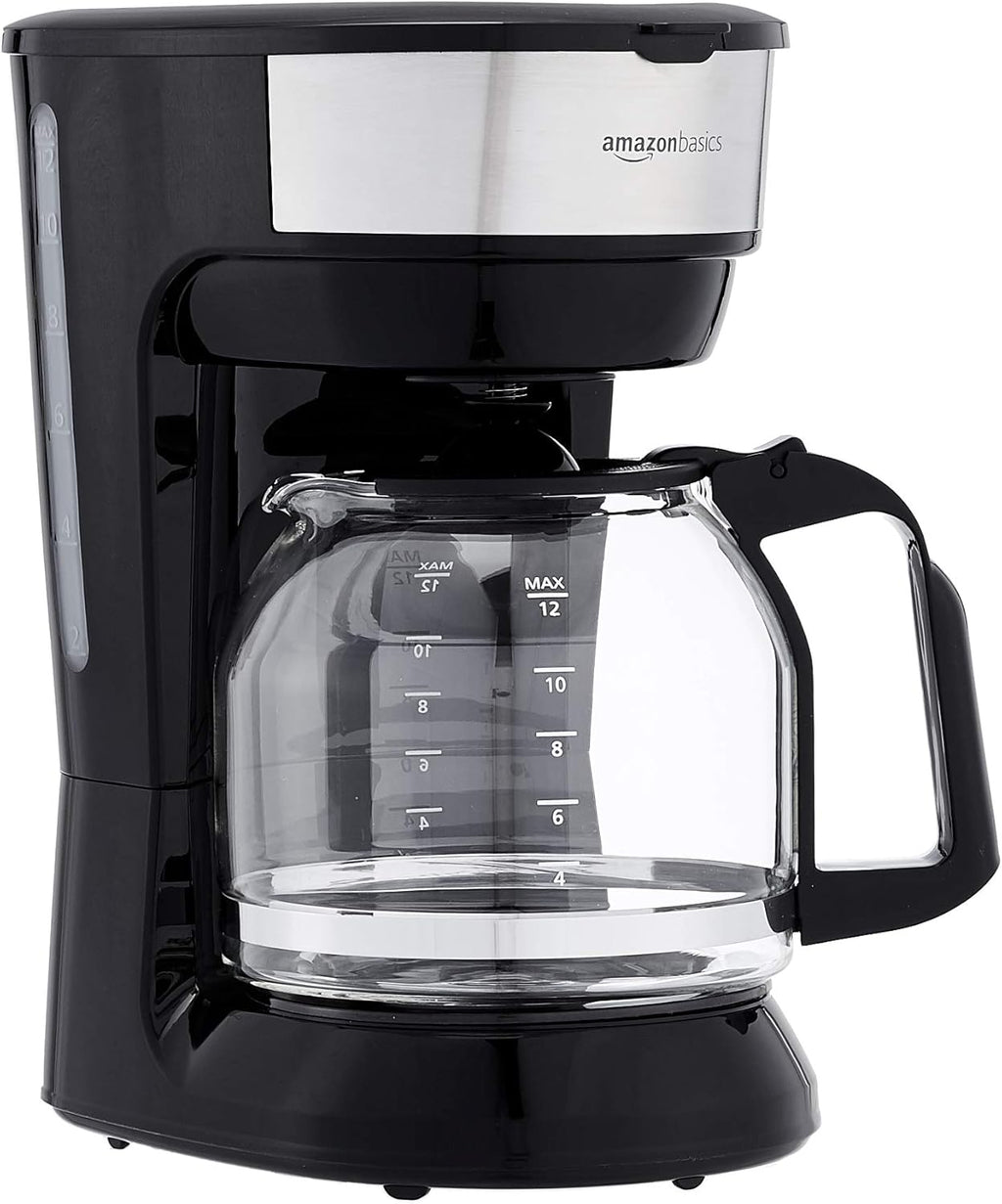 Coffee Makers, 12-Cup Coffee Machines with Reusable Filter, Coffee Pots, Black & Stainless Steel