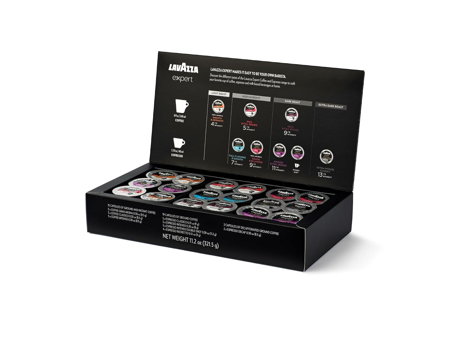 Lavazza Expert Variety Pack, Contains Light, Medium, and Dark Roast Espresso and Coffee Capsules, Compatible with Lavazza Classy Machines (36 Capsules)
