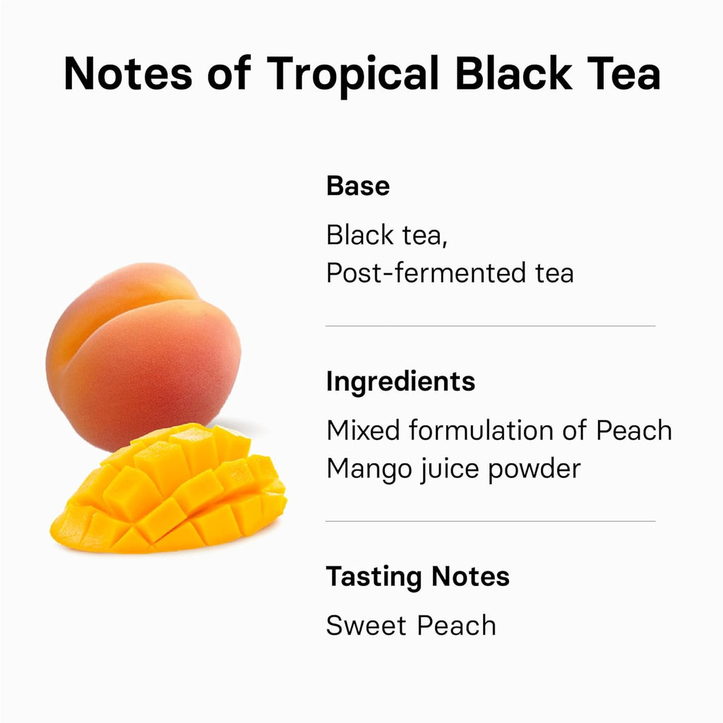 Peach Black Tea (Tropical Mango & Peach Flavor), Fruit Tea Blend, Premium Teabags from Jeju Island, 20 Count (Pack of 2)