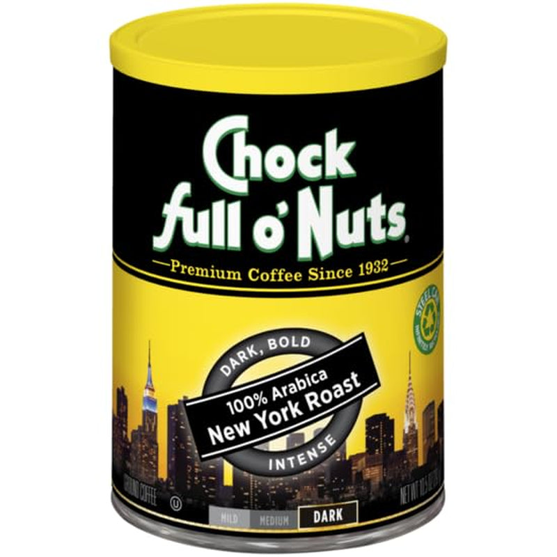 Chock Full O'Nuts Coffee Variety Pack - Heavenly Original Ground Coffee - Medium Roast (30.5 Oz Can) & 100% Arabica New York Roast Ground Coffee - Dark Roast (10.5 Oz Can)