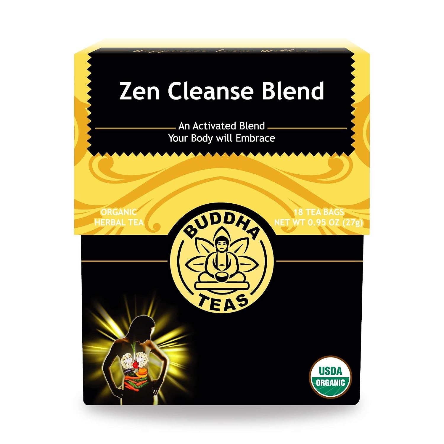 Organic Zen Cleanse Blend - OU Kosher, USDA Organic, CCOF, 18 Bleach-Free Tea Bag