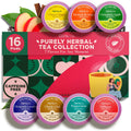 Purely Herbal Tea Pod Gift Set (16 Count) - 7 Flavors Assorted Variety Pack | Chamomile Lavender, Peppermint, Chai, Citrus Ginger, Turmeric Ginger, Cinnamon Apple, Hibiscus, Tea Sampler, Non-Gmo