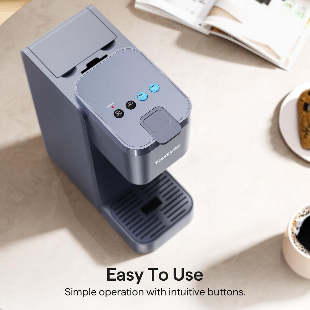 Single Serve Coffee Maker for K Cup, Ground and Tea | Hot and Iced Coffee Machines with Bold Setting, 6 to 16 Oz Brew Sizes, Compact for Small Spaces, Gray (2.0 Version)