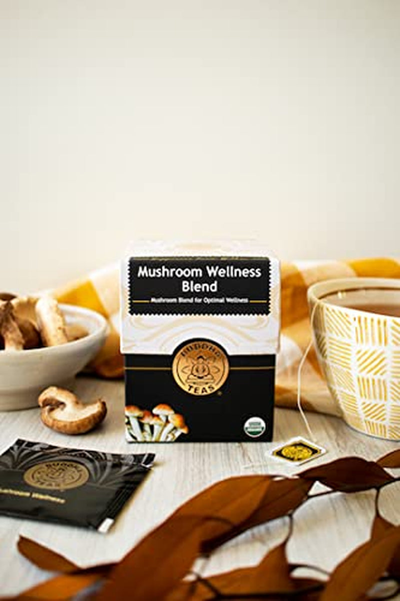 - Organic Mushroom Wellness Blend - Herbal Tea - for Health & Wellbeing - with Antioxidants & Minerals - Clean Ingredients - Caffeine Free - OU Kosher & Non-Gmo - 18 Tea Bags (Pack of 1).