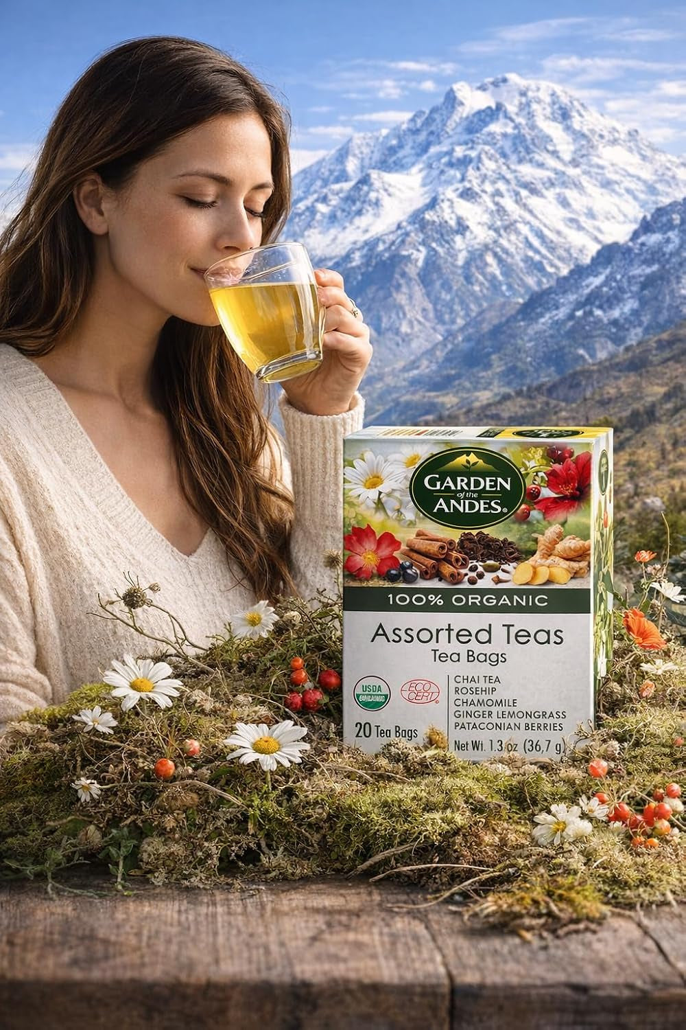 Assorted Herbal Teas – USDA Organic, Kosher – 6 Boxes X 20 Bags