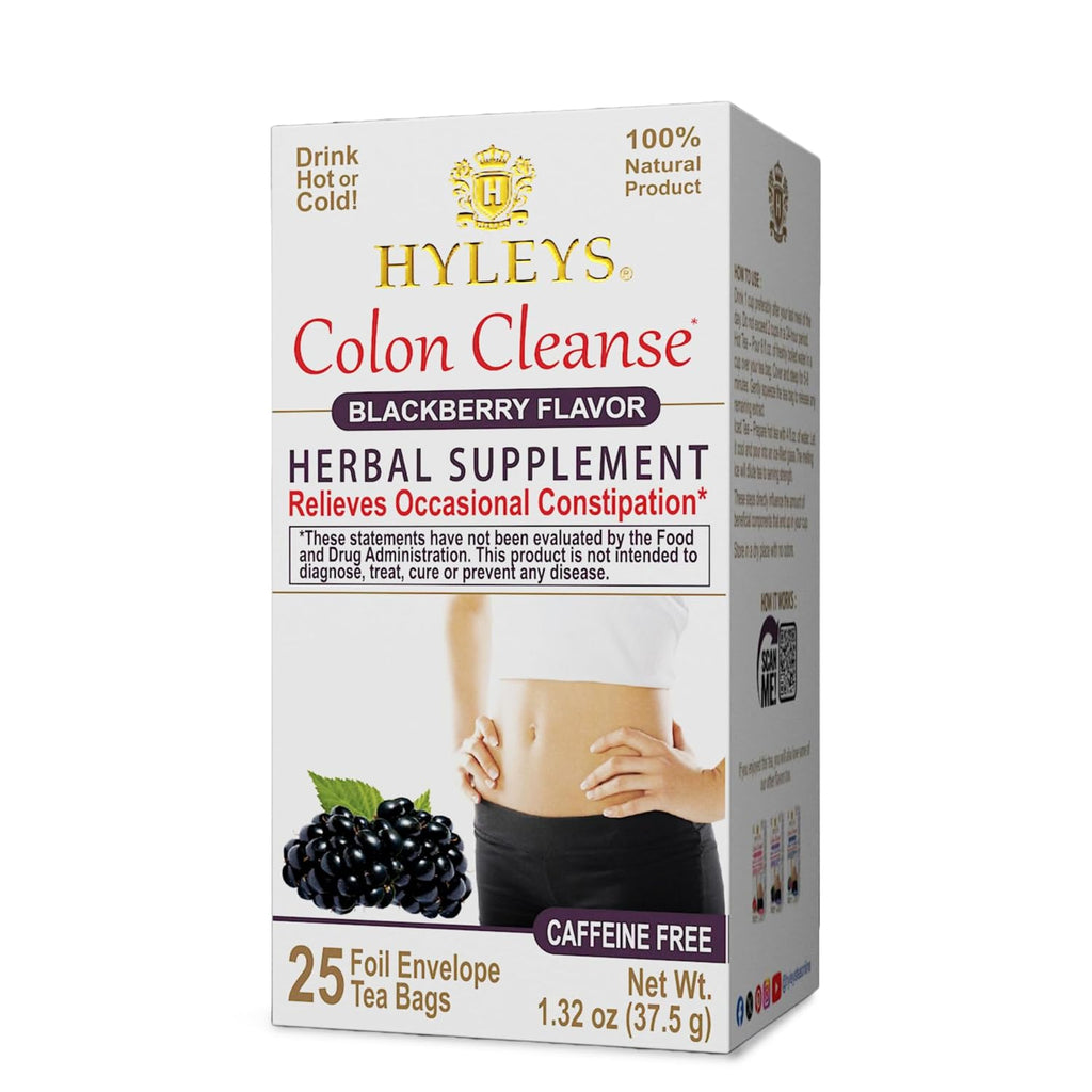 Colon Cleanse Tea, Blackberry Flavor, Caffeine Free, 25 Tea Bags | Senna Leaf, Fennel, Ginger & Natural Blackberry, No Added Sugar, Gluten Free & Vegan, Naturally Caffeine Free