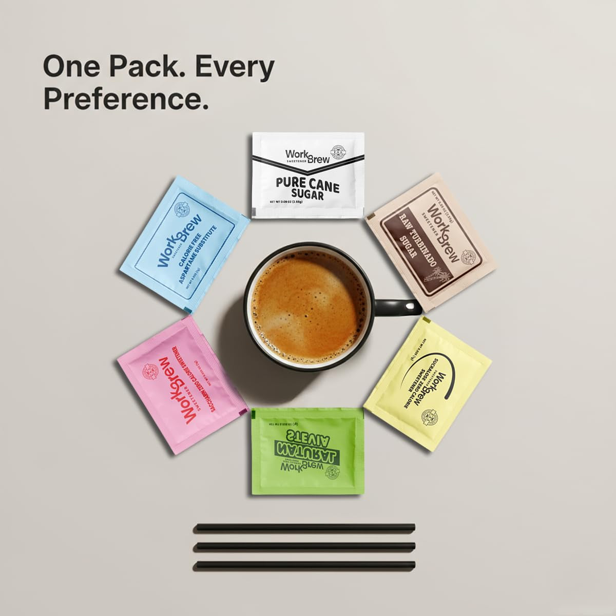 Sweetener Packets Variety Pack with Stirrers, 200 Count, Individually Wrapped Coffee Sweeteners, Stevia, Cane Sugar, Raw Sugar, Sucralose, Aspartame, Saccharin; Kosher Certified, Made in USA.