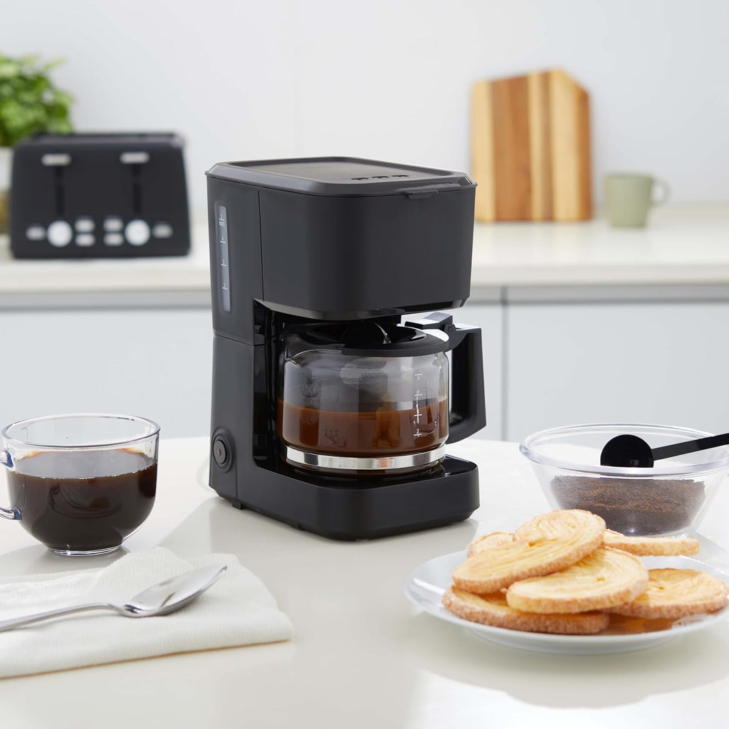 5 Cup Drip Coffee Maker with Glass Coffee Pot (0.8 Qt), Auto Shut-Off, Auto Pause, Removable Filter Basket, Matte Black