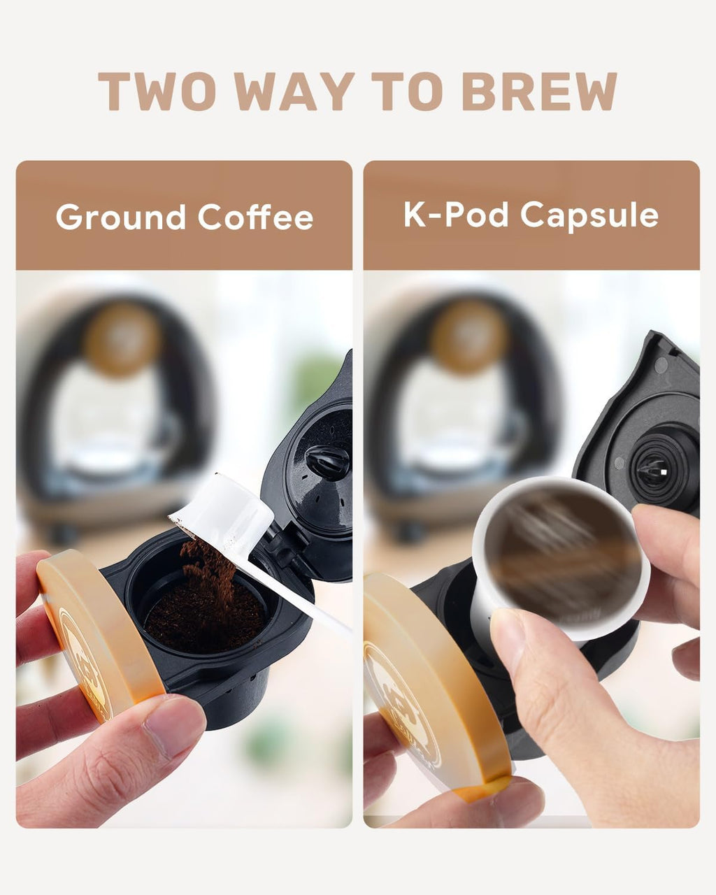 2-In-1 Mini Single Serve Coffee Maker for K-Cup Pods & Grounds | 1400W for 20S Preheat＆90S Brew, 4-8Oz Brew Sizes,20G Capacity, Bpa-Free,5" Slim Compact for Home, Office, Rv&Dorm, Gery