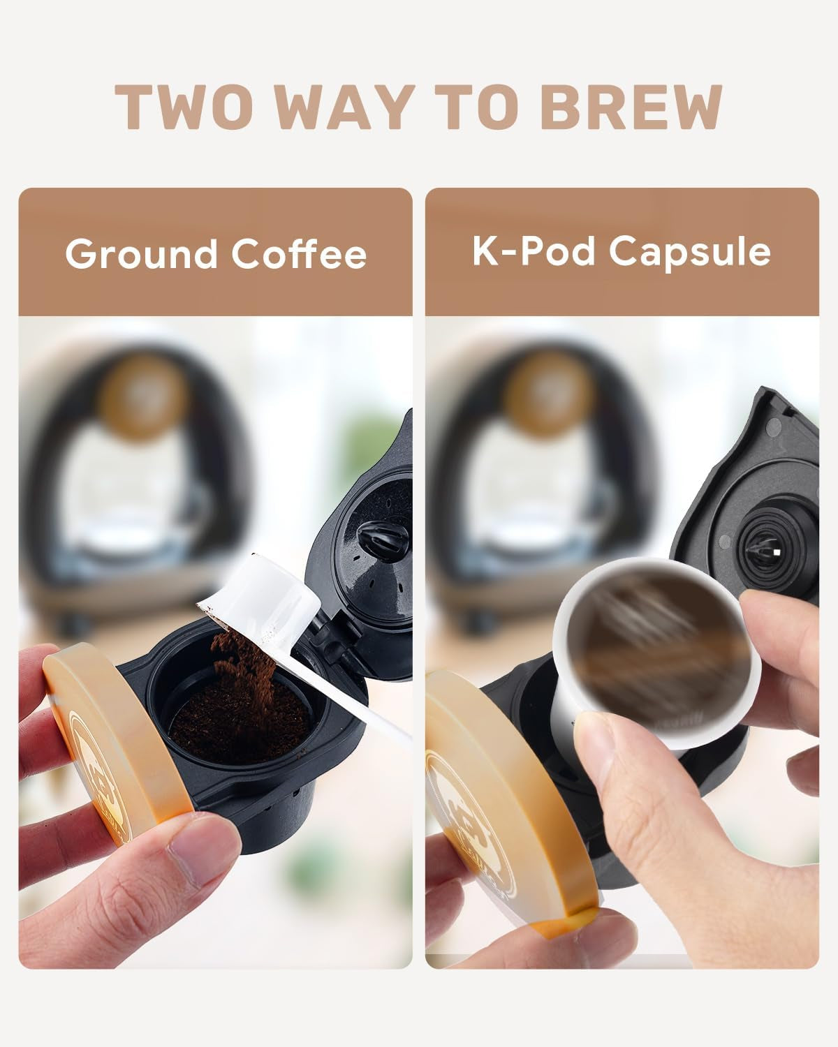 2-In-1 Mini Single Serve Coffee Maker for K-Cup Pods & Grounds | 1400W for 20S Preheat＆90S Brew, 4-8Oz Brew Sizes,20G Capacity, Bpa-Free,5" Slim Compact for Home, Office, Rv&Dorm, Gery