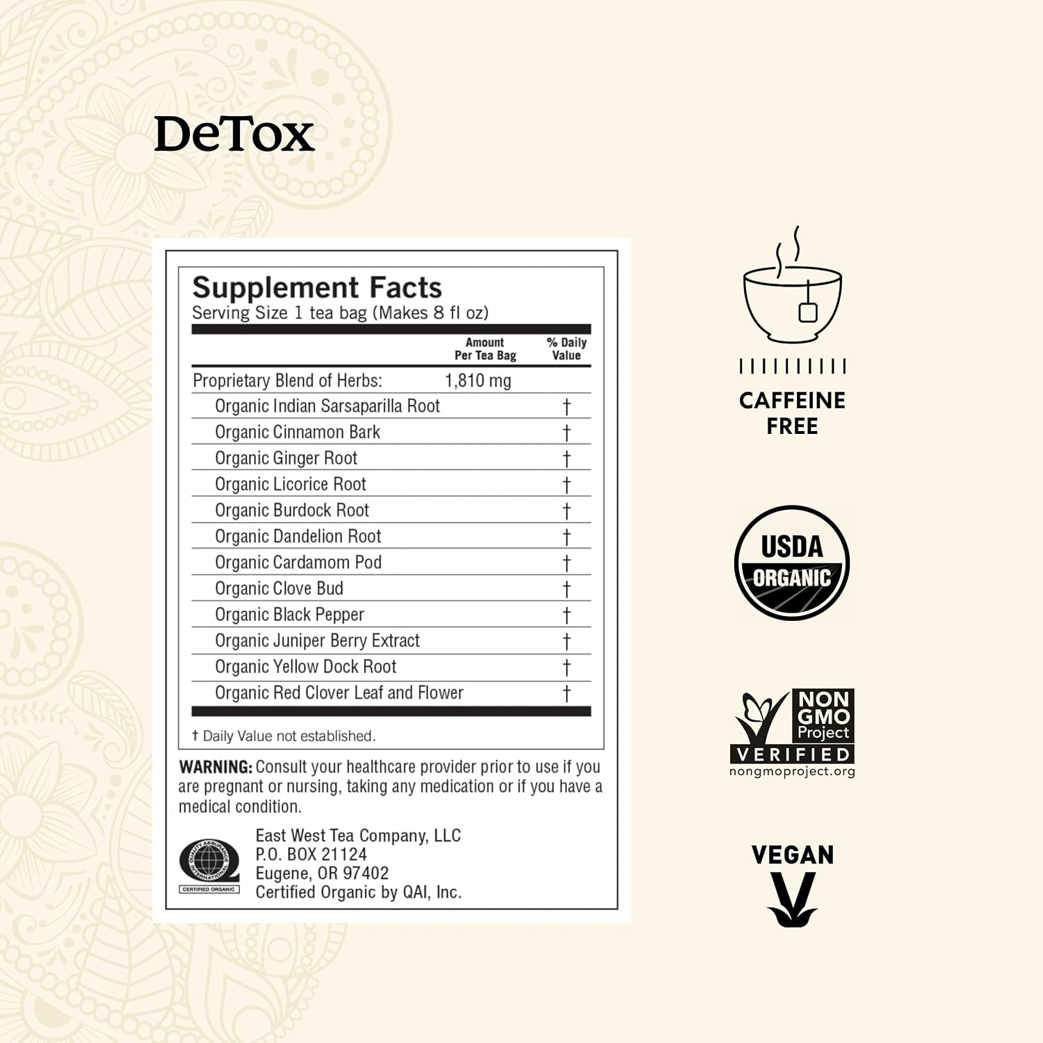 Detox & Wellness Variety Pack, 16 Tea Bags (4 Pack) | Organic Caffeine-Free Cleansing Teas with Honey Chai Turmeric Vitality and Detox, Ayurvedic Spice Blends