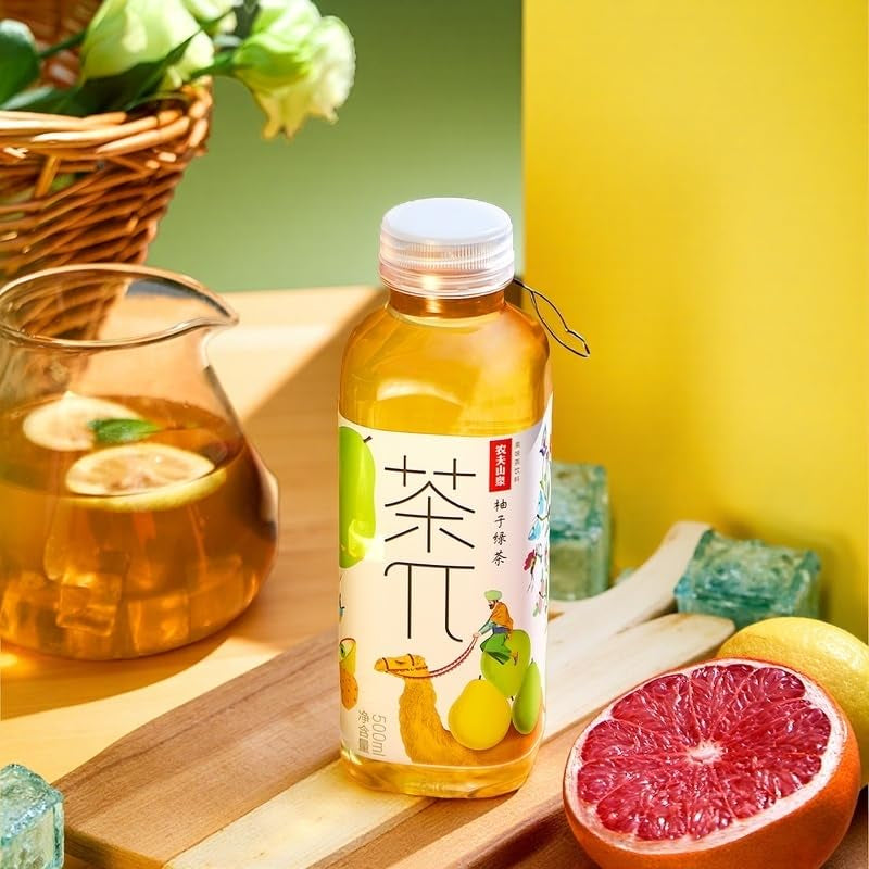 Tea PI Pomelo Green Iced Fruit Tea, 16.9 Fl Oz (15 Pack) | Real Brewed Green Tea with Pomelo Juice.