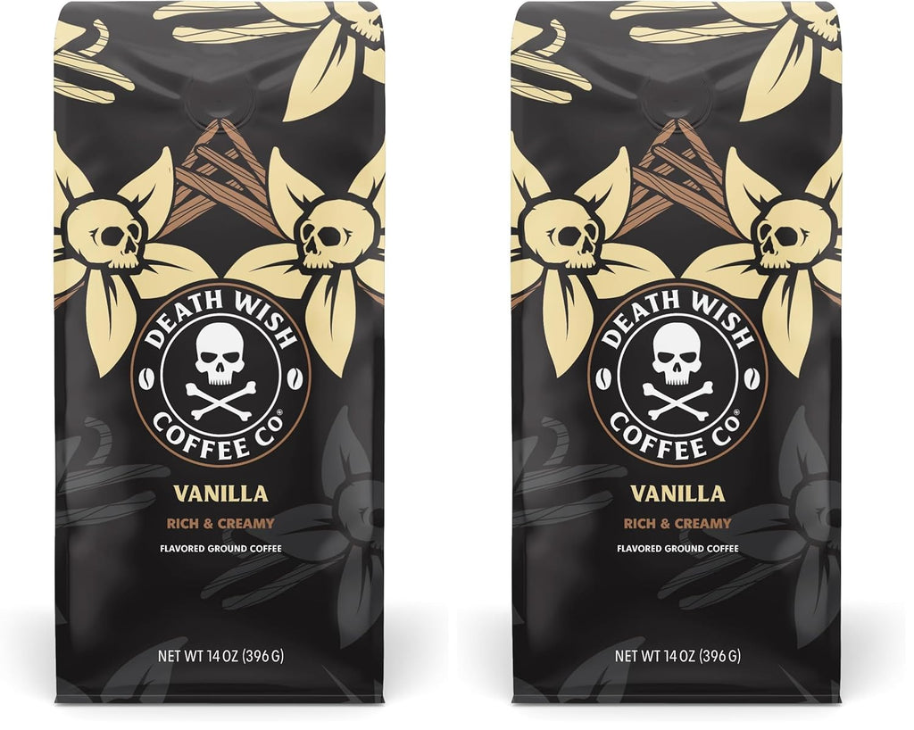 DEATH WISH COFFEE - Vanilla Ground Coffee (14 Oz) (Pack of 2)
