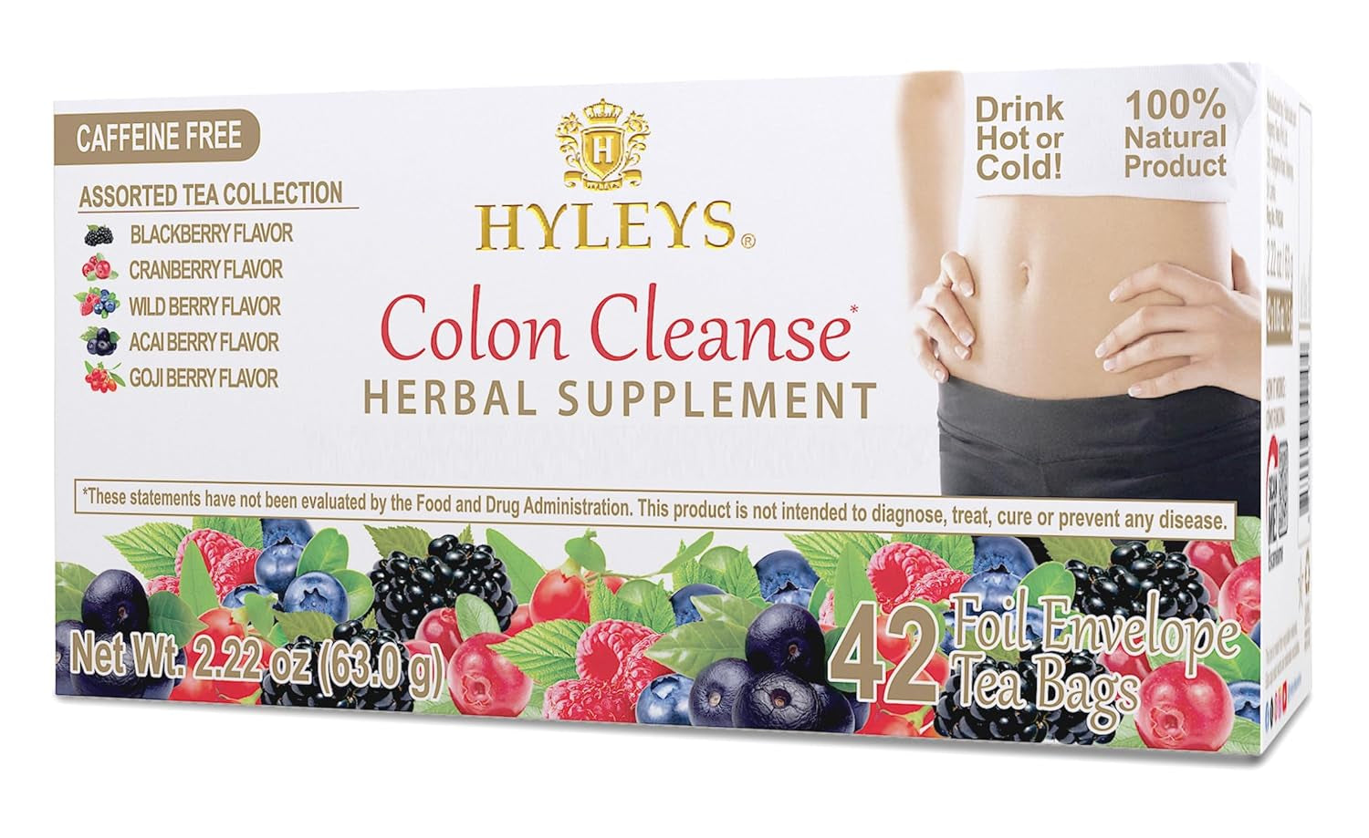 Colon Cleanse Tea, Assorted, 42 Individually Wrapped Herbal Tea Bags | Herbal Detox Tea with Senna, Fennel & Ginger, Supports Digestion, Regularity & Gut Reset, Caffeine Free, Gluten Free