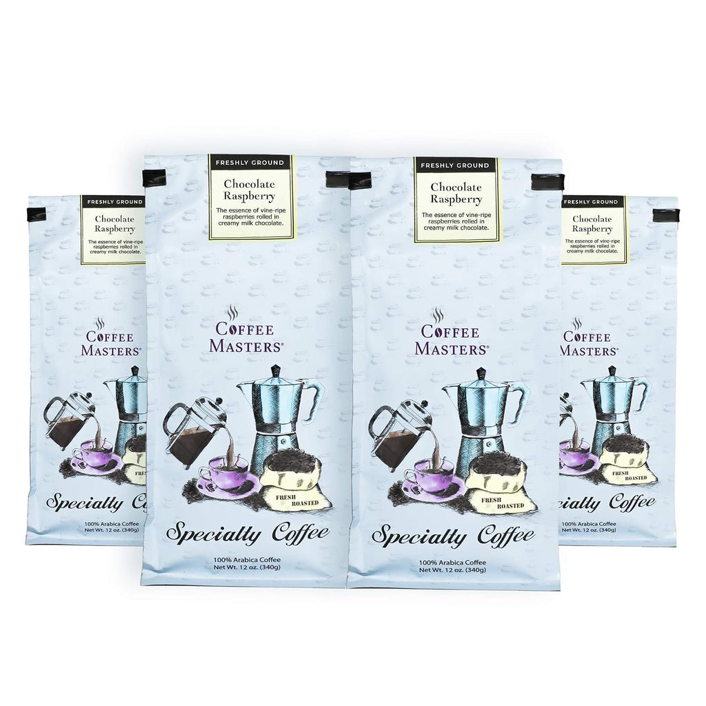 Flavored Coffee, Chocolate Raspberry, Ground, 12-Ounce Bags (Pack of 4)