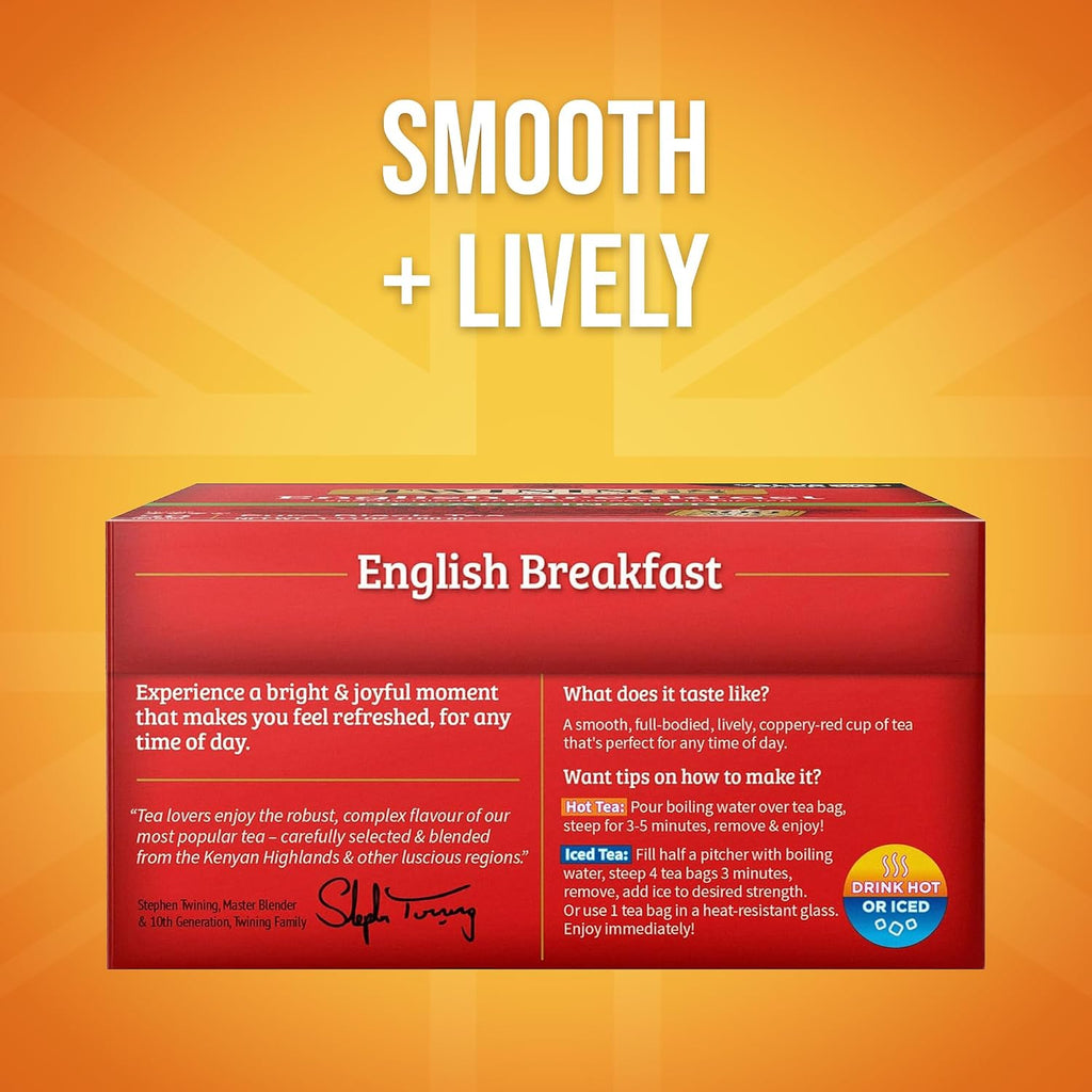 Decaffeinated English Breakfast Black Tea Bags, 50 CT Box (6 Pack) | a Classic, Robust & Smooth, Full Flavour without the Caffeine, 300 Foil Lined Individually Wrapped Bags, Enjoy Hot or Iced
