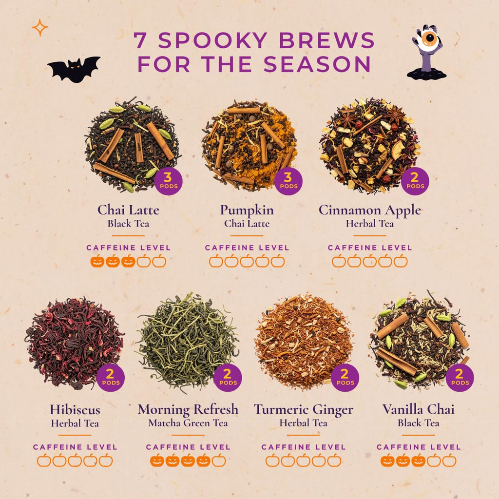 Halloween Tea Pod Collection Gift Set (16 Count) - Different Flavors Assorted Variety Pack