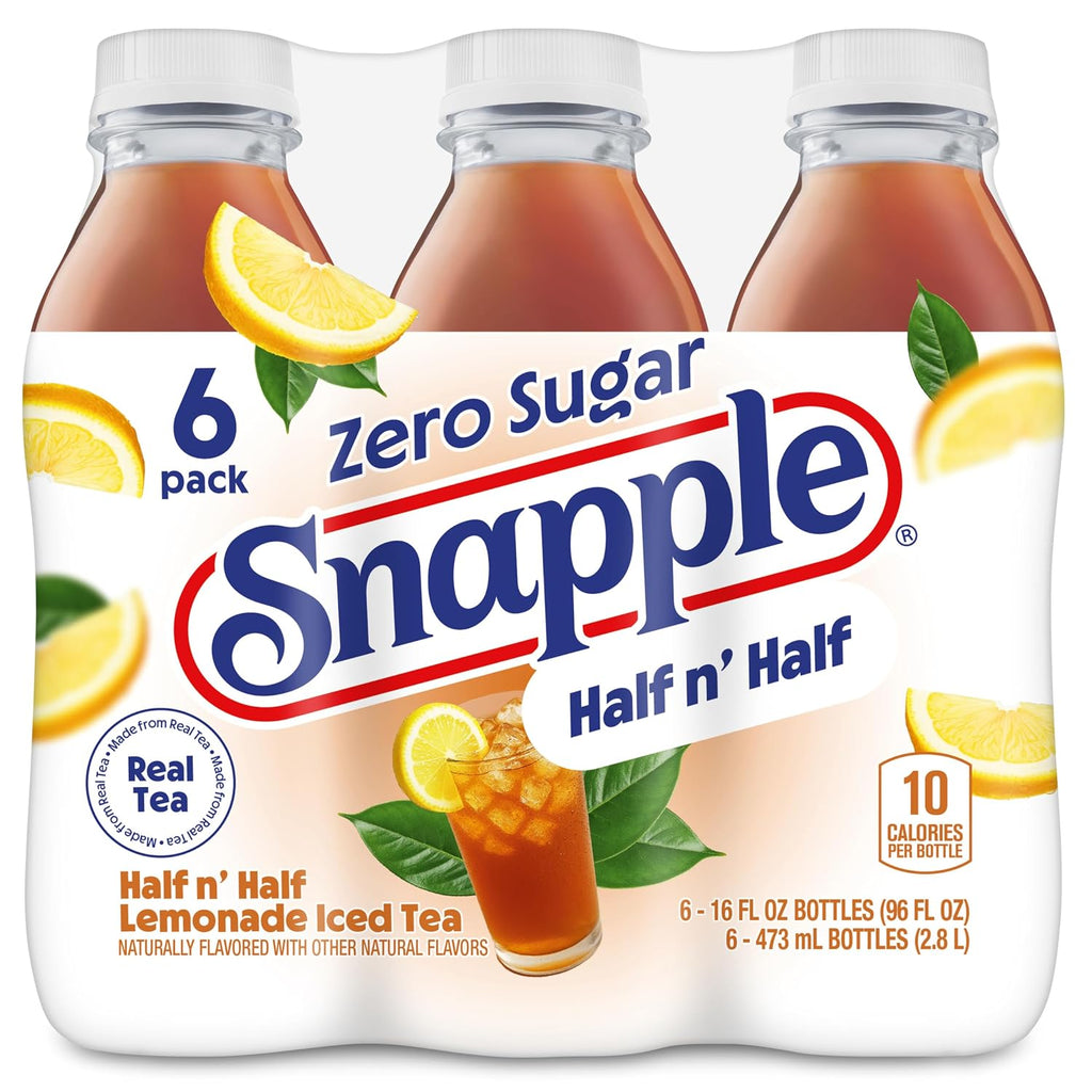 Zero Sugar Half 'N Half Tea, 16 Fl Oz Recycled Plastic Bottle, 6 Pack