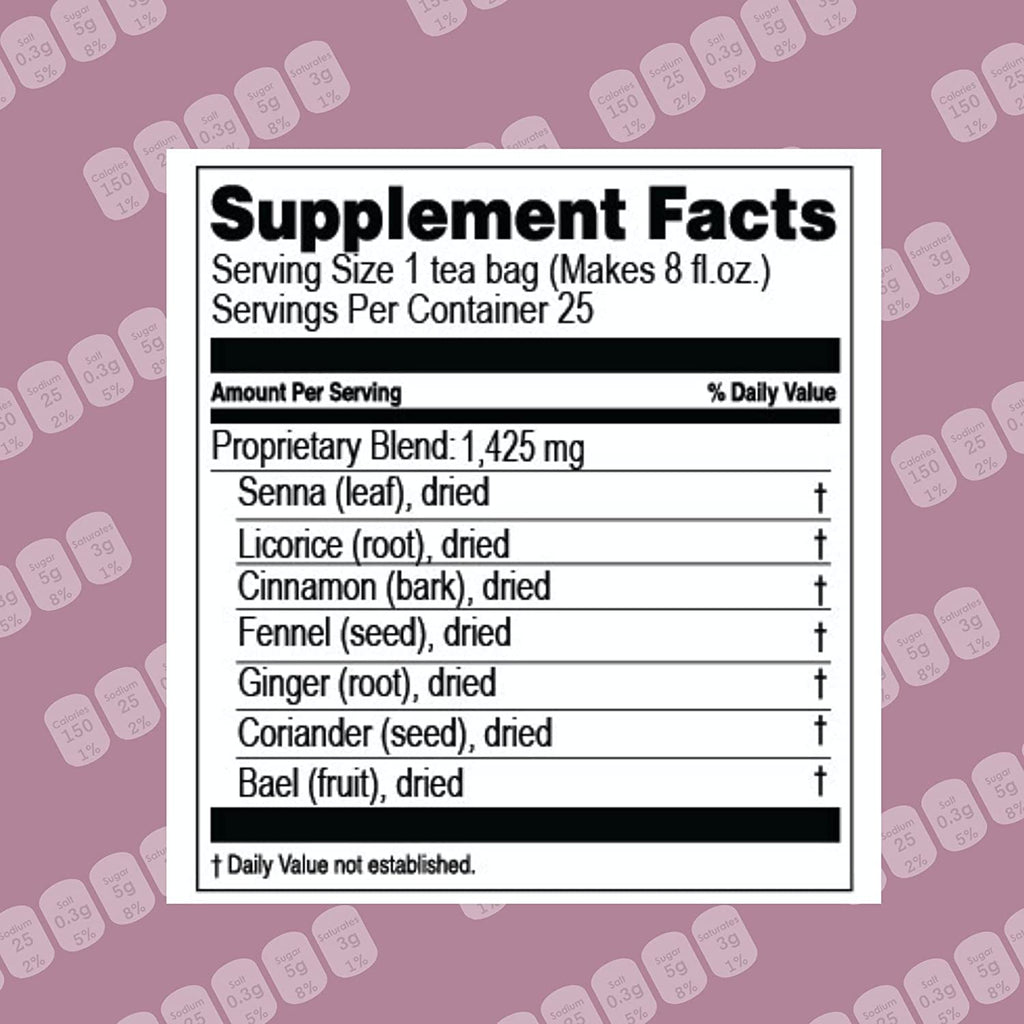 Colon Cleanse Tea, Blackberry Flavor, Caffeine Free, 25 Tea Bags | Senna Leaf, Fennel, Ginger & Natural Blackberry, No Added Sugar, Gluten Free & Vegan, Naturally Caffeine Free
