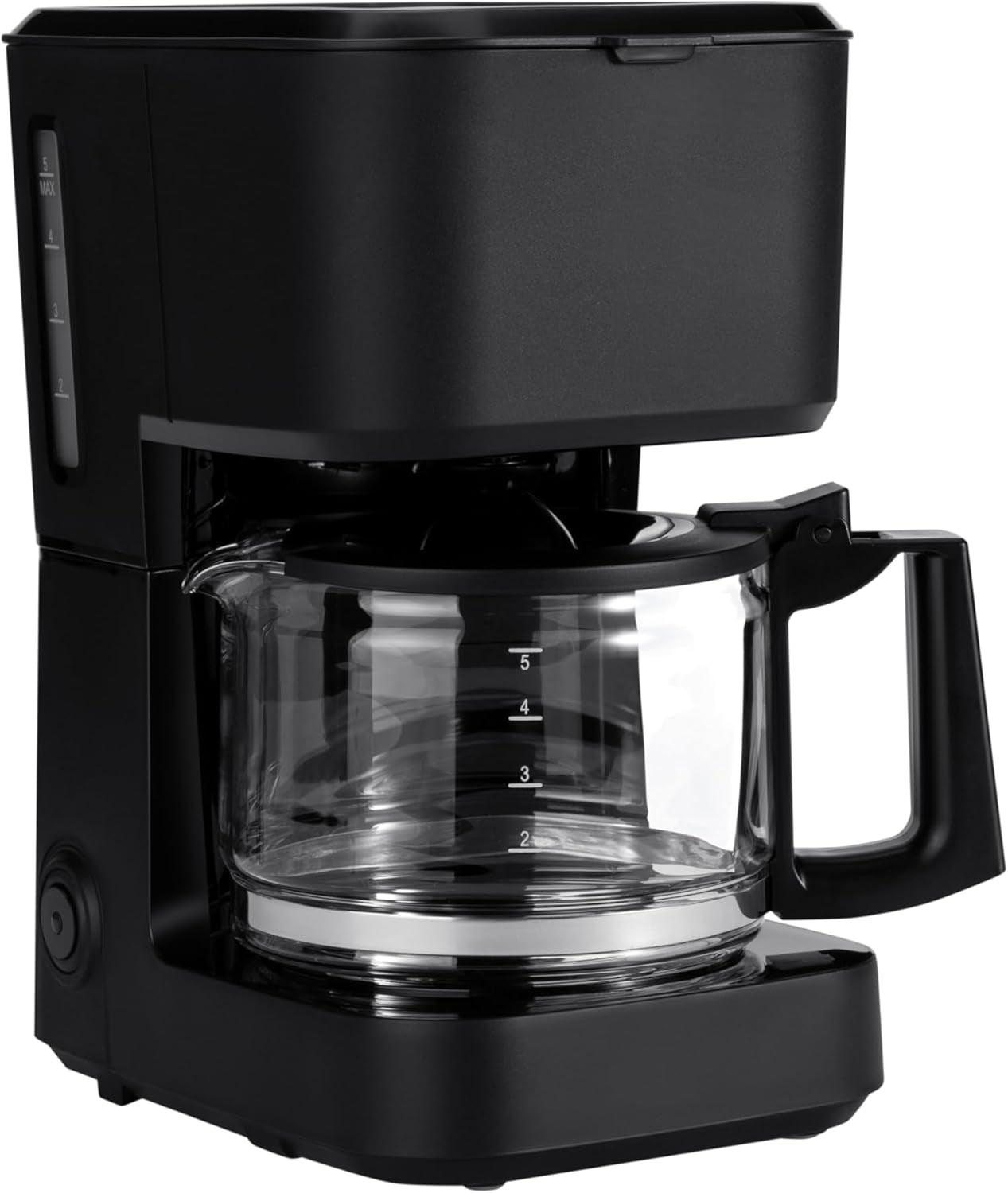 5 Cup Drip Coffee Maker with Glass Coffee Pot (0.8 Qt), Auto Shut-Off, Auto Pause, Removable Filter Basket, Matte Black