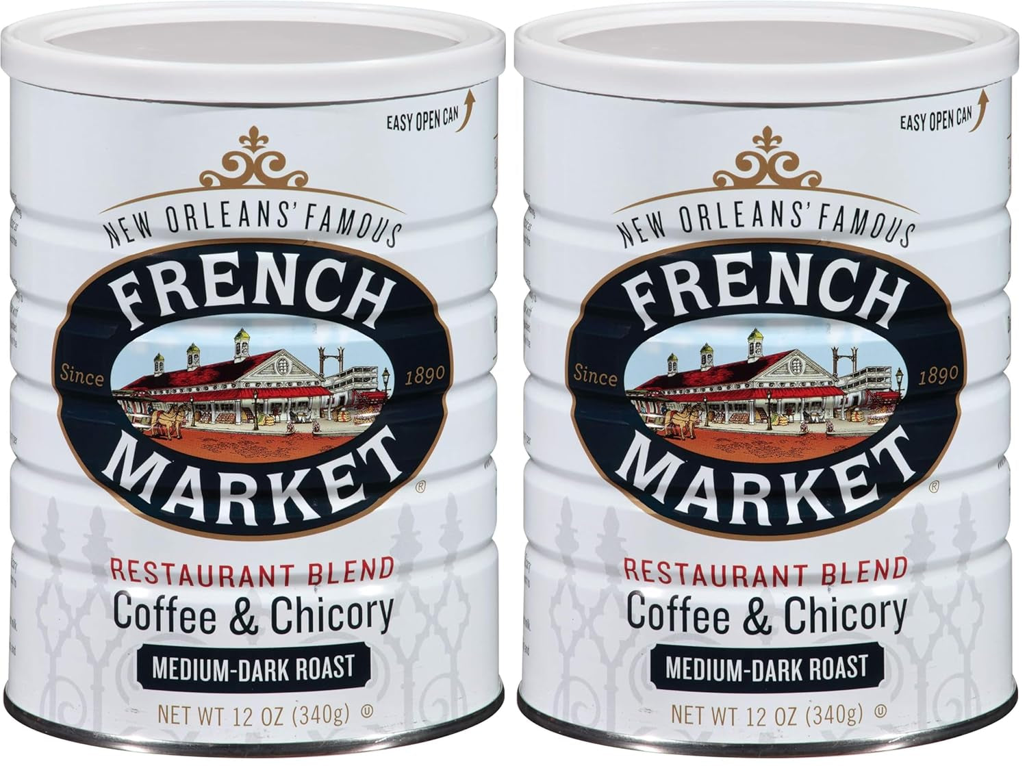 Coffee, Coffee and Chicory, Dark Roast Ground Coffee, 12 Ounce Can 3 Count (Pack of 2)