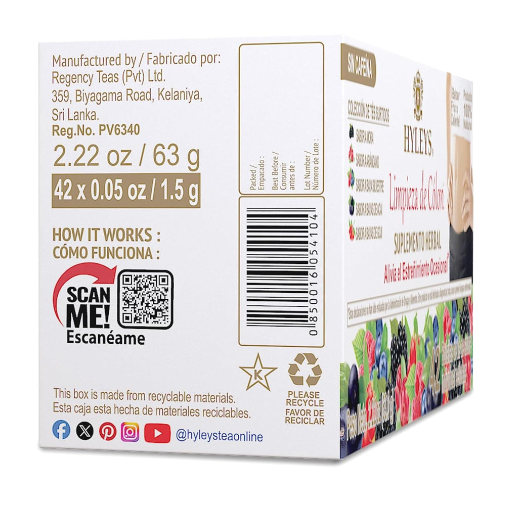 Colon Cleanse Tea, Assorted, 42 Individually Wrapped Herbal Tea Bags | Herbal Detox Tea with Senna, Fennel & Ginger, Supports Digestion, Regularity & Gut Reset, Caffeine Free, Gluten Free