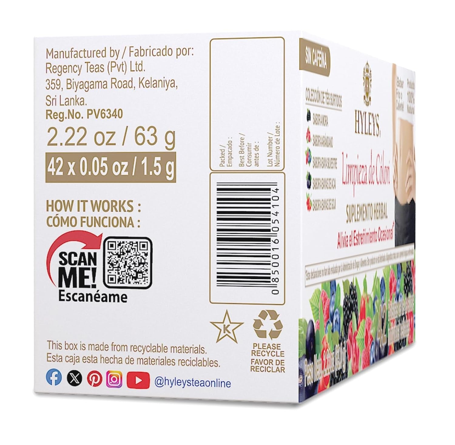 Colon Cleanse Tea, Assorted, 42 Individually Wrapped Herbal Tea Bags | Herbal Detox Tea with Senna, Fennel & Ginger, Supports Digestion, Regularity & Gut Reset, Caffeine Free, Gluten Free