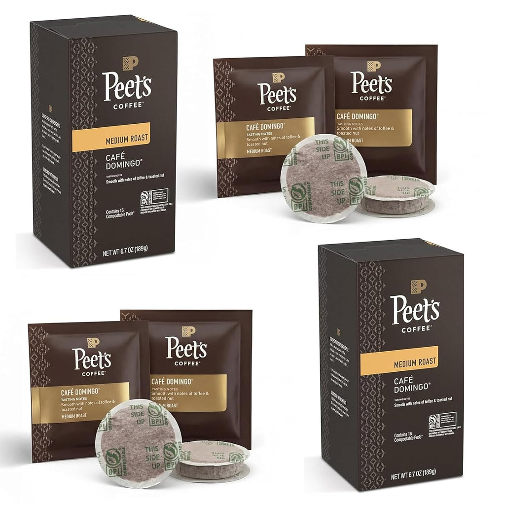 Peet’S Café Domingo Coffee Pods – 32 Count (2 Packs of 16) – Medium Roast with Smooth, Balanced Flavor and Aromatic Finish – Compatible with Pelecom Coffee Machines