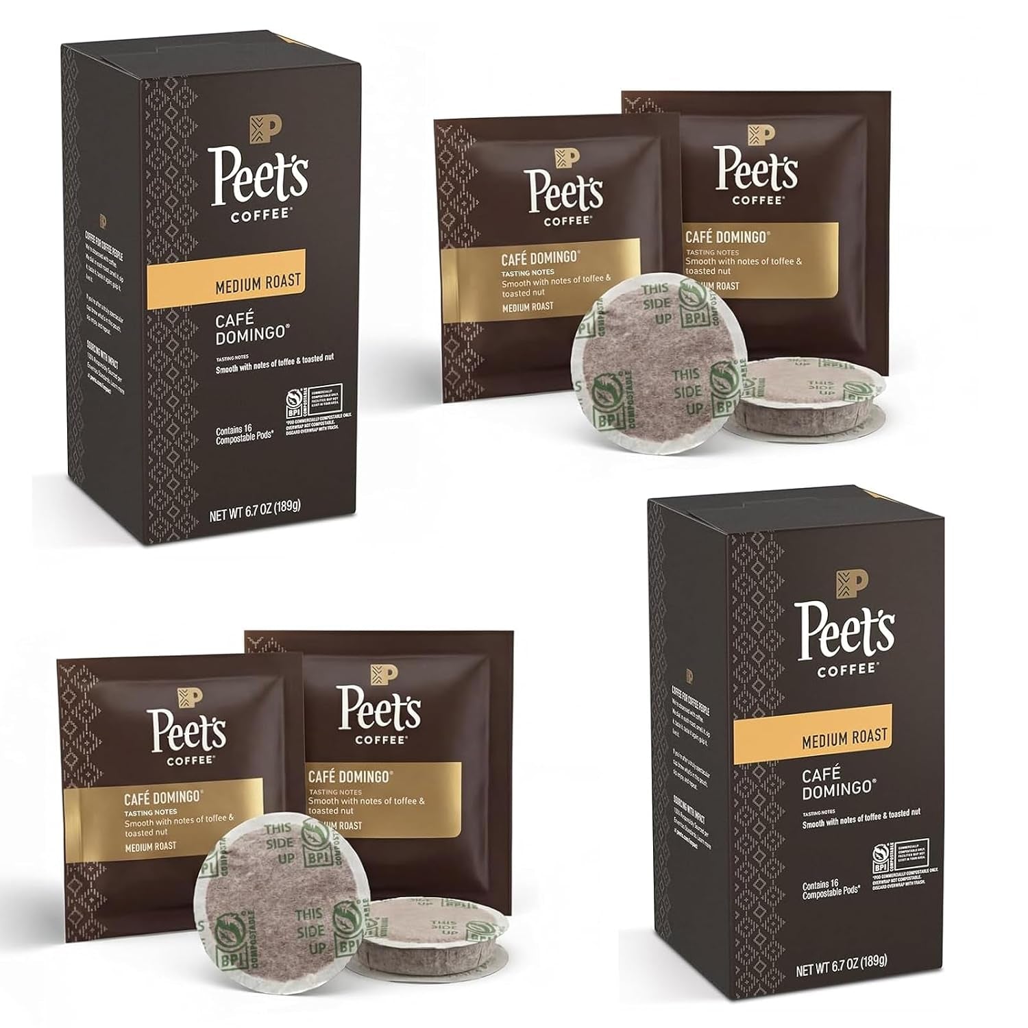 Peet’S Café Domingo Coffee Pods – 32 Count (2 Packs of 16) – Medium Roast with Smooth, Balanced Flavor and Aromatic Finish – Compatible with Pelecom Coffee Machines
