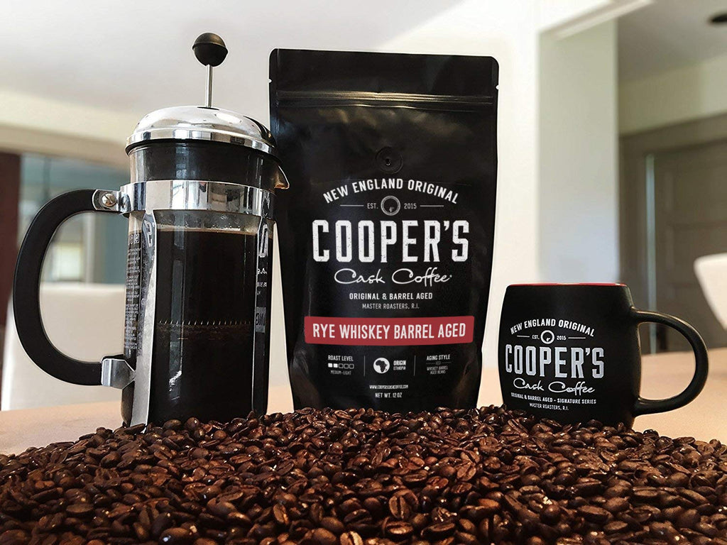 Bourbon & Whiskey Barrel Aged Coffee - Ground - 4 Bag Coffee Set - 4Oz and Single Origin Ethiopian Ground Coffee - 12 Oz
