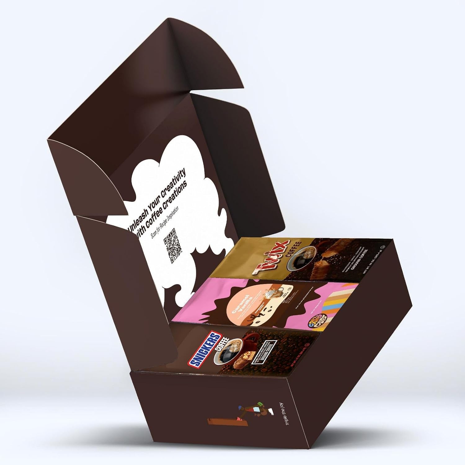 Flavored Ground Coffee Gift Box Variety Pack, Milky Way, Twix, Caramel Vanilla, Medium Roast Ground Coffee Sampler, 3 Pack