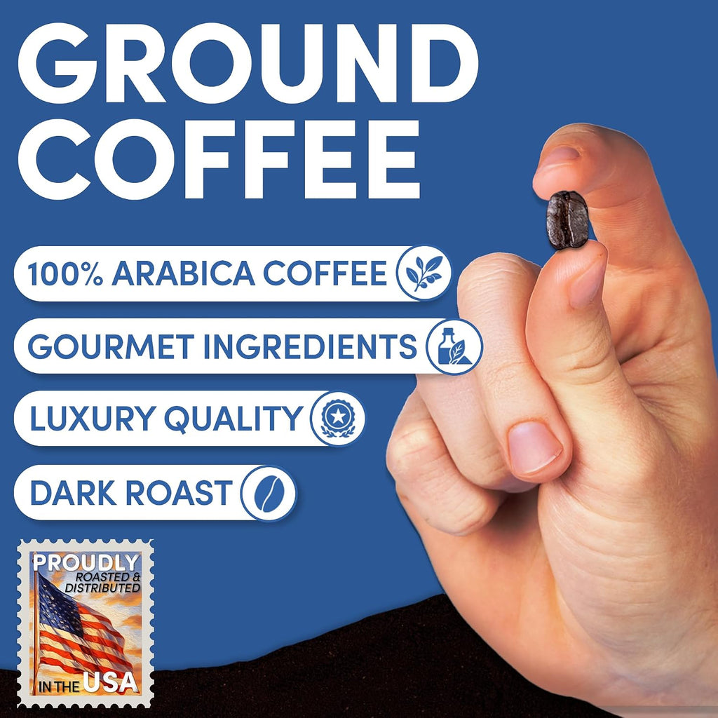 2 Lb Espresso Ground Coffee | Dark Roast Coffee Ground | Strong Bold Bulk Coffee for Espresso Machines | Specialty Grade | 32 Oz