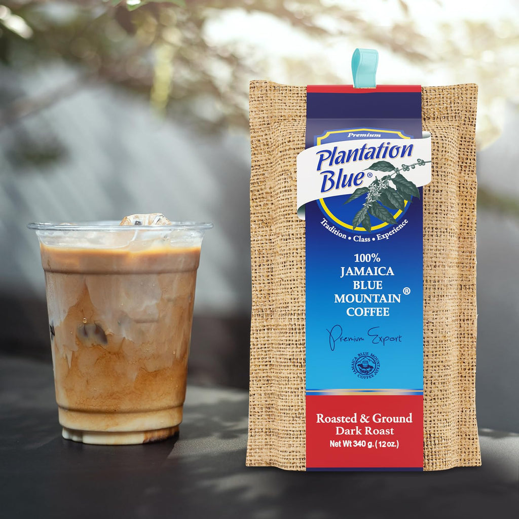 Plantation Blue Jamaica Blue Mountain Coffee Dark Roast Bundle – 12Oz Ground & 8Oz Whole Beans