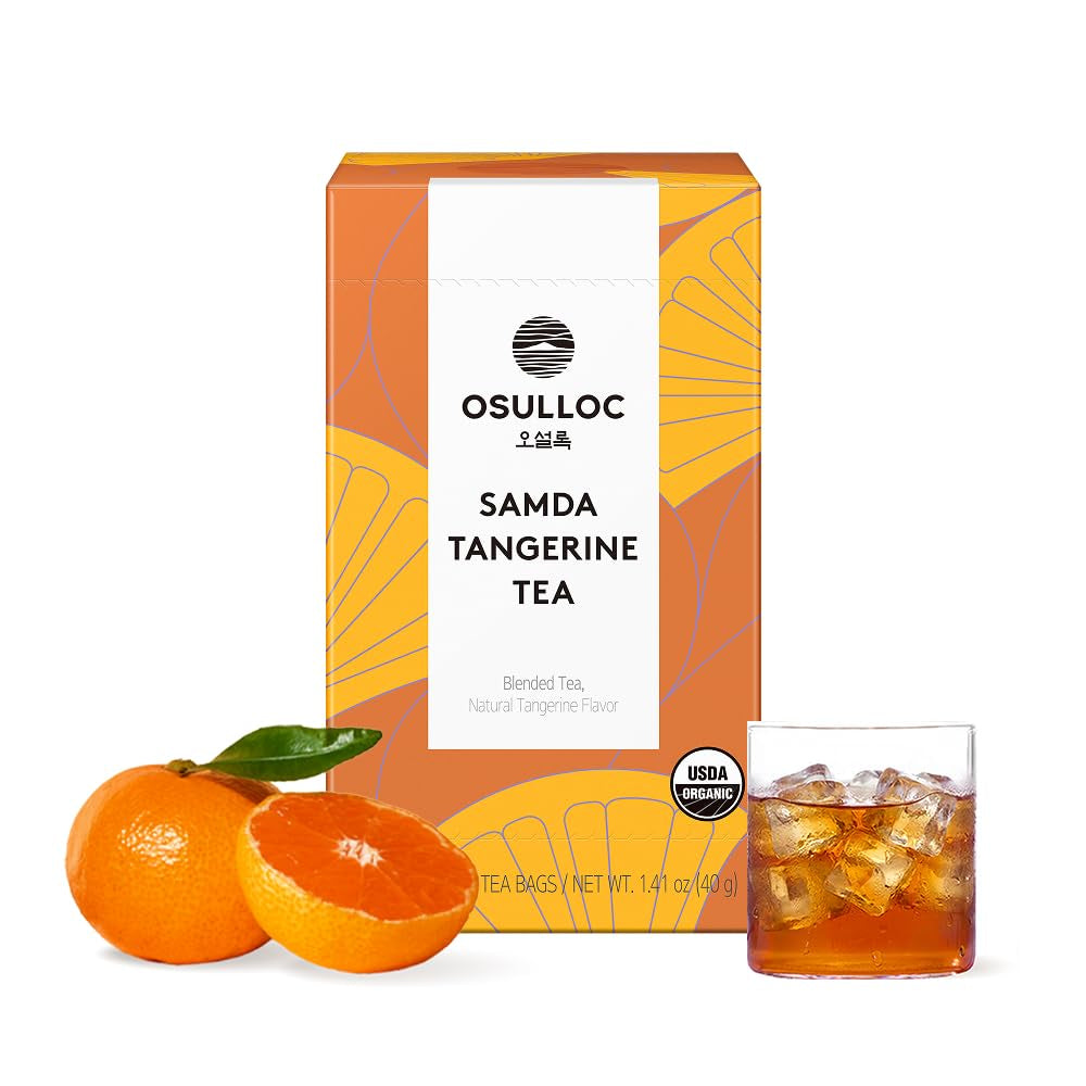 Tangerine Tea (Fresh Jeju Tangerine Flavor), Iced Tea Bags Fruit Tea Blend, Premium Teabags from Jeju Island, 20 Count