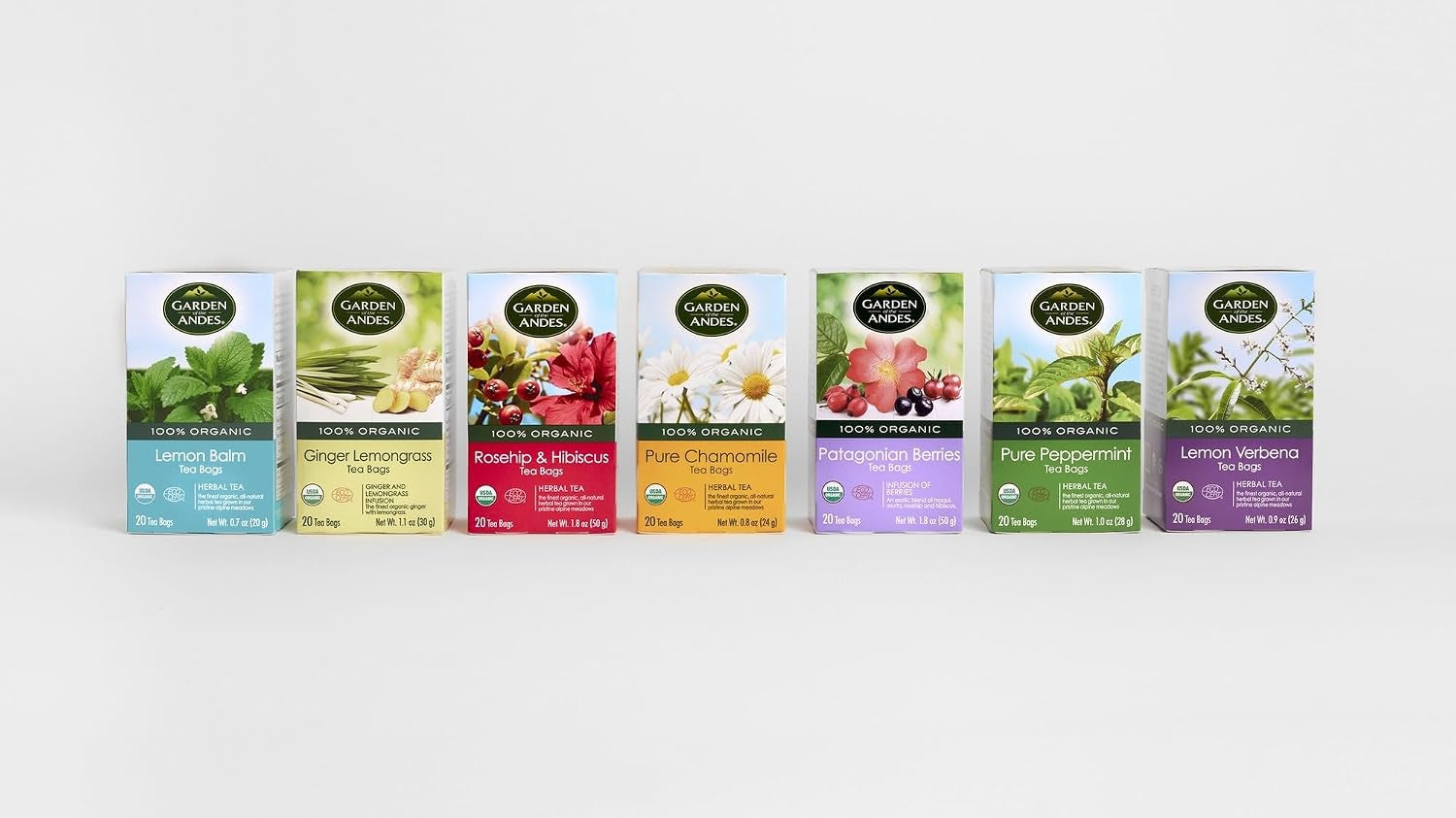 Assorted Herbal Teas – USDA Organic, Kosher – 6 Boxes X 20 Bags