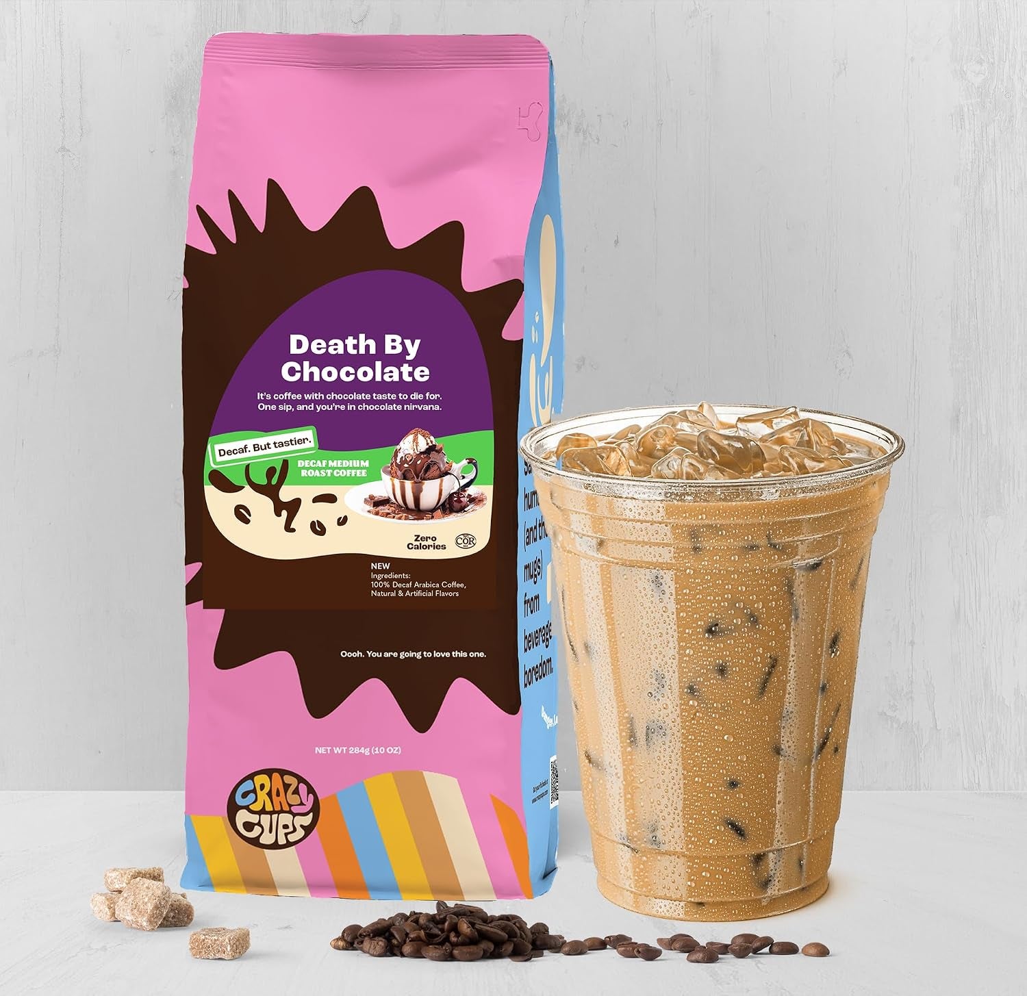 Decaf Flavored Ground Coffee Variety Pack, Includes Chocolate Hazelnut, French Vanilla and Death by Chocolate, in 10 Oz Bags, for Brewing Flavored Hot or Iced Decaf Coffee, Variety 3 Pack