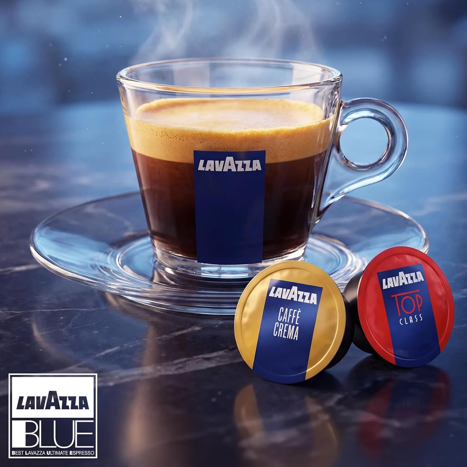 Blue Coffee Capsules Variety Pack – 100 Count (50 Pods Each) – Includes Top Class & Caffè Crema Blends – Compatible with  LB Espresso Machines Only – Premium Italian Coffee