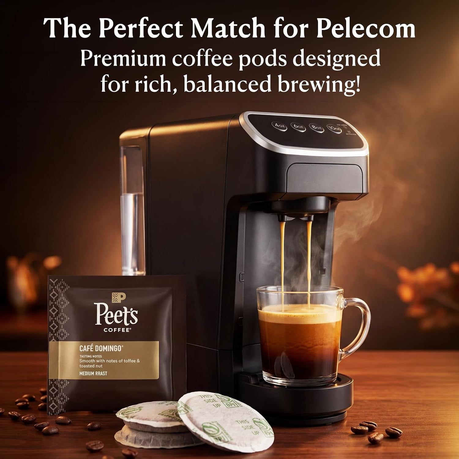 Peet’S Café Domingo Coffee Pods – 32 Count (2 Packs of 16) – Medium Roast with Smooth, Balanced Flavor and Aromatic Finish – Compatible with Pelecom Coffee Machines