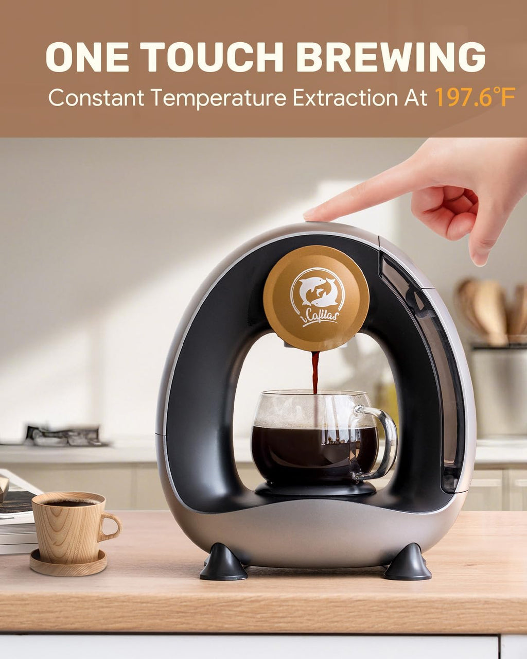 2-In-1 Mini Single Serve Coffee Maker for K-Cup Pods & Grounds | 1400W for 20S Preheat＆90S Brew, 4-8Oz Brew Sizes,20G Capacity, Bpa-Free,5" Slim Compact for Home, Office, Rv&Dorm, Gery