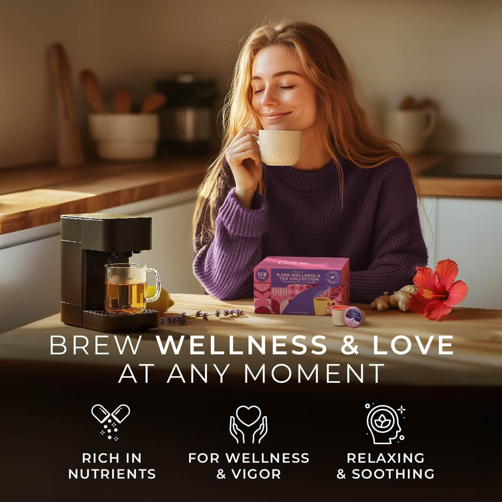 Her Wellness Tea Pod Gift Set (16 Count) - 7 Flavors Assorted Variety Pack | Chamomile Lavender, Citrus Mint, Turmeric Ginger, Hibiscus, Milk Thistle, Dreamtime, Passion Fruit, for Women, Non-Gmo