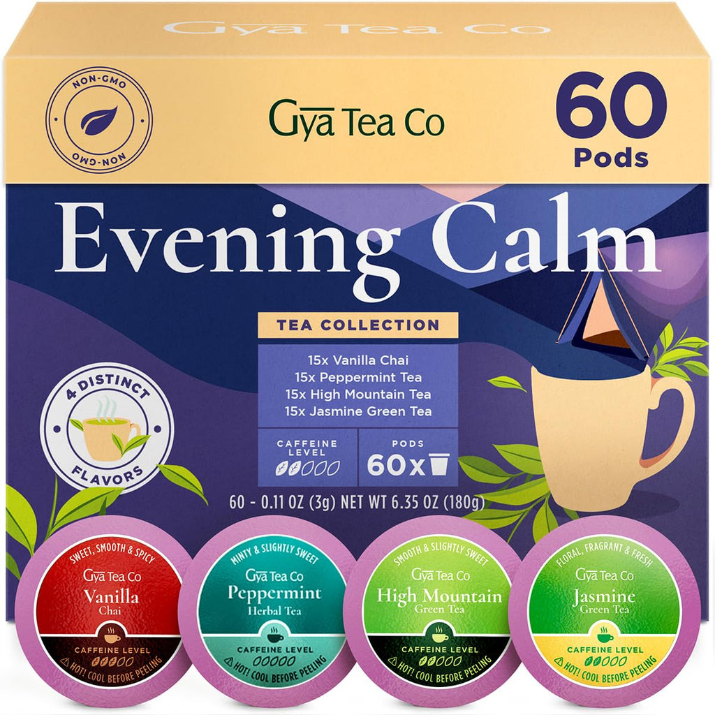 Evening Calm Tea Pod Collection Gift Set (60 Count) - Different Flavors Assorted Variety Pack