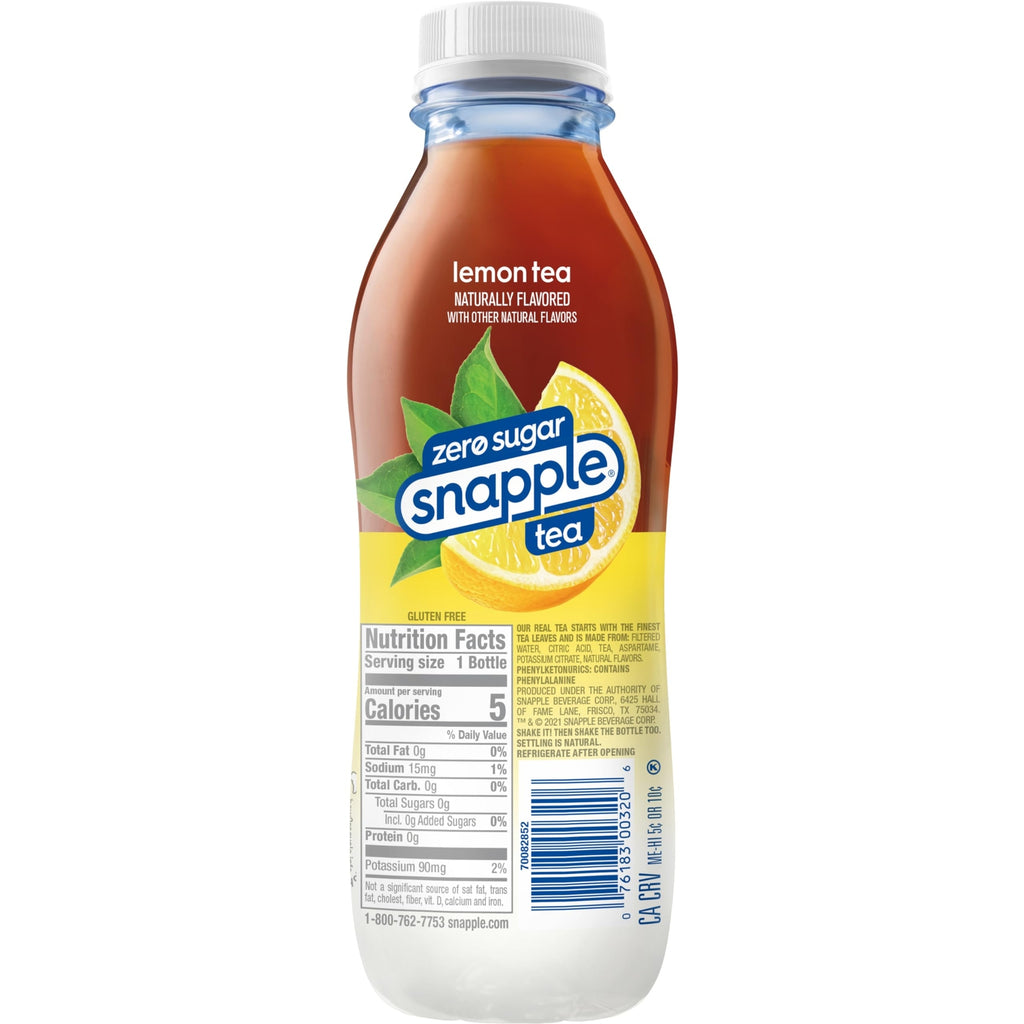 Snapple Zero Sugar Lemon Tea 16Oz Pack of 12 Low Calorie Refreshing Drink